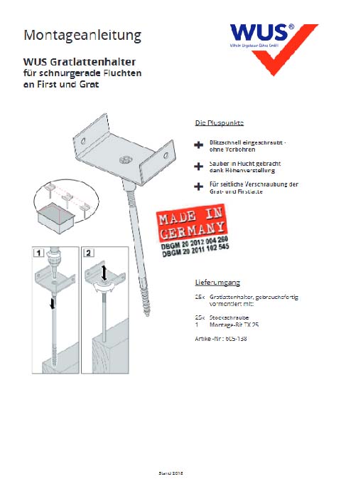 WUS Gratlattenhalter höhenverstellbar