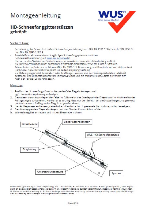 WUS installation instructions Snow guard - cranked (GER)